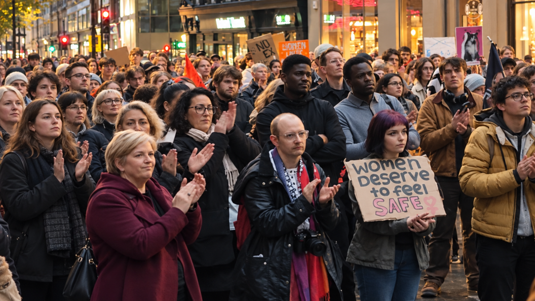 Cropped still from video of Glasgow protest