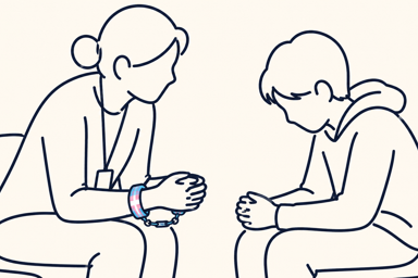 AI image of social worker and child