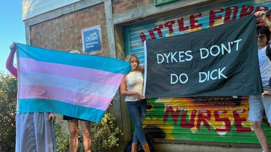 Annaig Birdy holds a sign at Dyke Pride in Brighton
